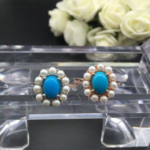 KJJEAXCMY fine jewelry 925 Silver blue turquoise ring jewelry girl