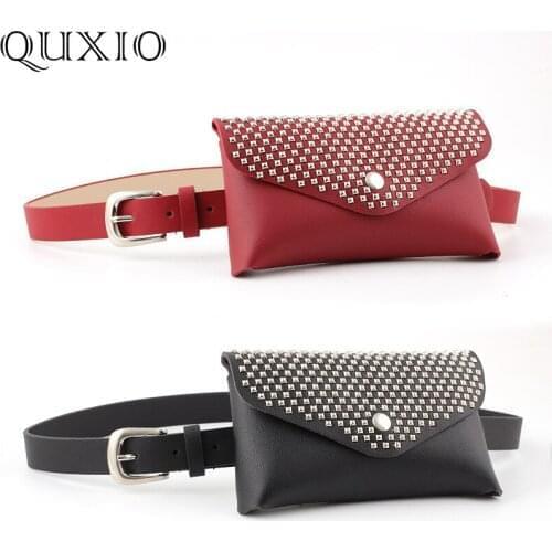 2019 Summmer New Women Rivet Waist Pack Casual Waist Bag PU Leather Belt Bags Travel Pillow Wallet Fanny Pack Ladies Phone Bag