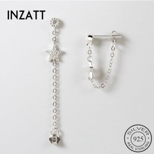 INZATT Romentic Real 925 Sterling Silver Zircon Star Drop Earrings Tassel For Women Classic Jewelry Accessories Brincos Gifts