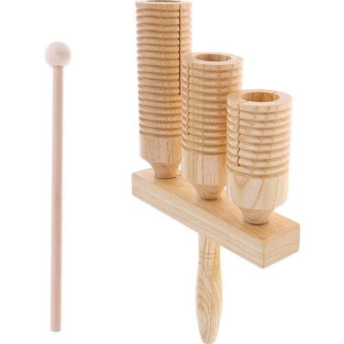Wooden Percussion Musical Instrument Agogo Bell Sensory Development Music Early Learning Educational Toys for Children Kids