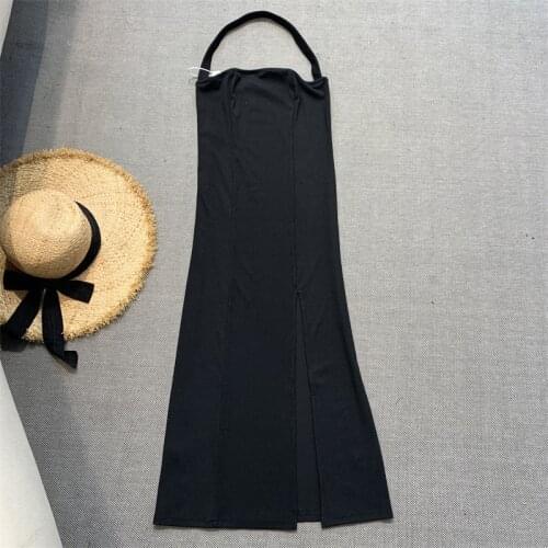 2021 women fashion Black Slit Halter Halter Tube Top Sling Dress hq20210801