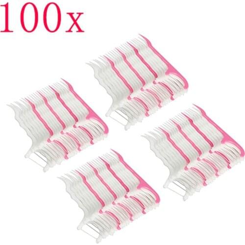 100 Pcs/Lot Disposable Dental Flosser Interdental Brush Teeth Stick Toothpicks Floss Pick Oral Gum Teeth Cleaning Care