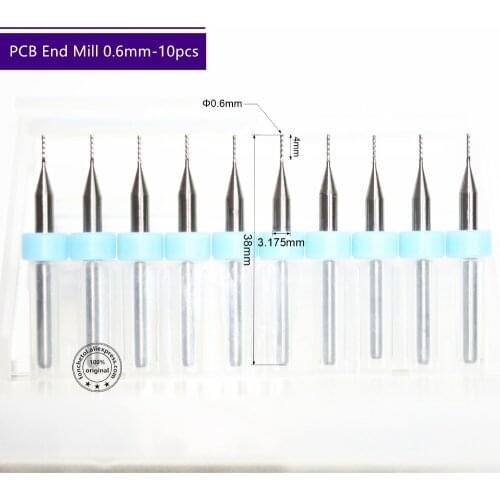 3.175mm(1/8'')*0.6mm,10pcs,Freeshipping micro PCB Corn Milling Cutter,Solid carbide CNC Drill Bit,wood tool,plastic,MDF