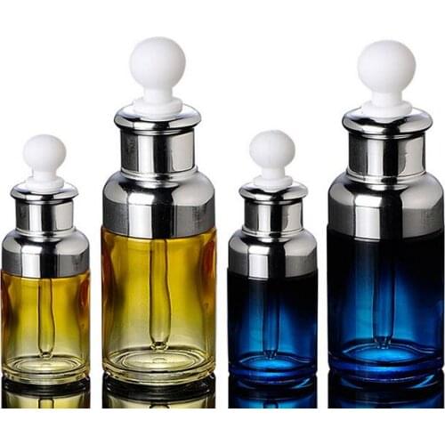 300pcs/lot 20ml 40ml Yellow Blue Glass Dropper Makeup Bottle Empty Cosmetic Perfume Liquid Glass Dispenser Refillable Bottle