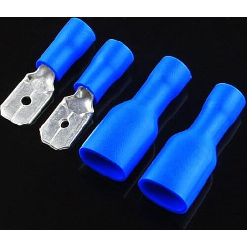 6.3mm blue Female/Male Spade Insulated Electrical Crimp Terminal Connectors