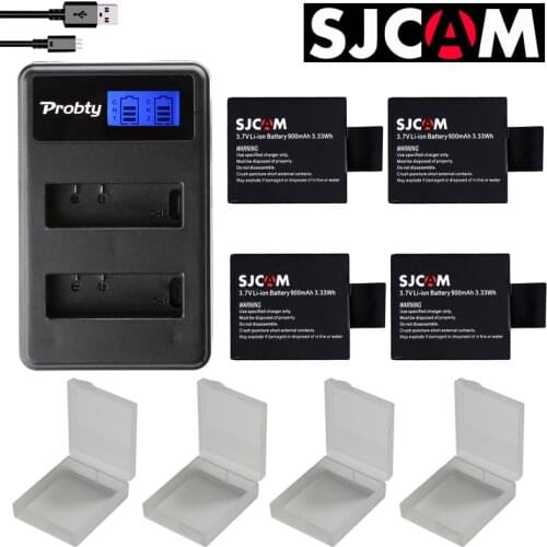 New 4pcs SJCAM sj4000 battery + USB LCD Dual charger bateria sj7000 sj5000 sj6000 sj8000 SJ M10 for SJCAM sj4000 sj5000 camera