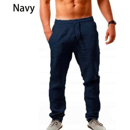 Summer Mens Cotton Linen Thin Breathable Male Skinny Ultra-Thin Small Feet Casual Pants Business Casual Jogging Mens Trousers