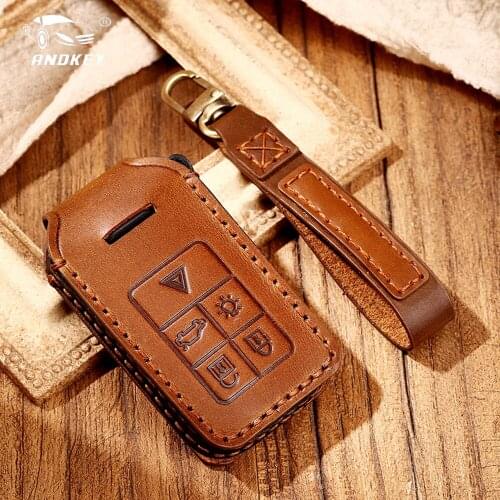 Dandkey Genuine Leather Car 5 Buttons Remote Key Shell Case Fob Cover For Volvo S80L S60L V40 S60 V60 XC60 S80 2013 2014 2017