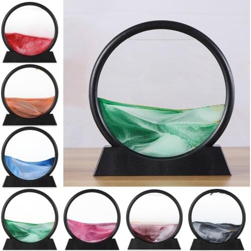 Colorful 3D Glass Sandscape in Motion Hourglass Moving Sand Frame Art Picture Display Flowing Gift Home Living Room Decor