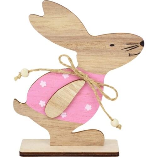 Wooden Easter Rabbit Decoration Home Room Desktop Display Wood Bunny Ear Ornaments DIY Crafts Happy Easter Party Decoration WOOD
