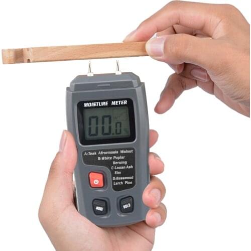 0-99.9% LCD Display Two Pins Wood Hygrometer Wood Moisture Meter Digital Professional Wall Precise Testing Measure Tools