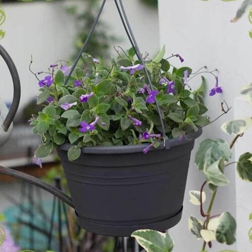 Plant Pot Fall Resistant Eco-friendly Resin Black Hanging Flower Pot for Outdoor Plant Pot Flower Pot