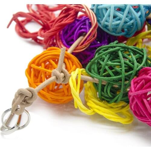 Pet Bird Toys Colorful Rattan Balls Strings Parrot Bite Chew Toys Bird Accessories Supplies