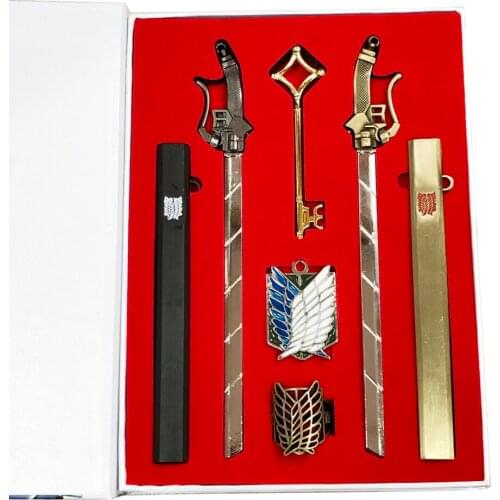 New Attack on Titan Eren Jager Mikasa Ackerman Armin Arlert Survey Recon Corps Necklace Ring keyring Pendant Set