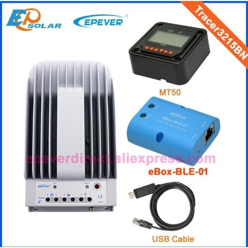 Mppt tracer solar controller Tracer3215BN with MT50 remote meter bluetooth function and USB cable connect 30A 30amp