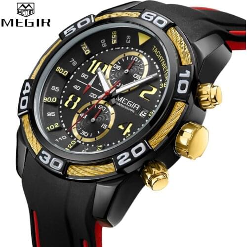 Top Brand MEGIR Men Fashion Business Watches Quartz Date Clock Man Luxury Chronograph Army Military Watches Relogio Masculino