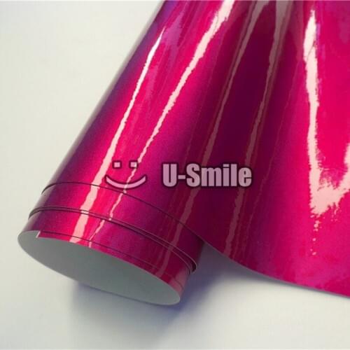 Best Quality Rose Red Glossy Candy Wrap Film Bubble Free For Car Wrapping
