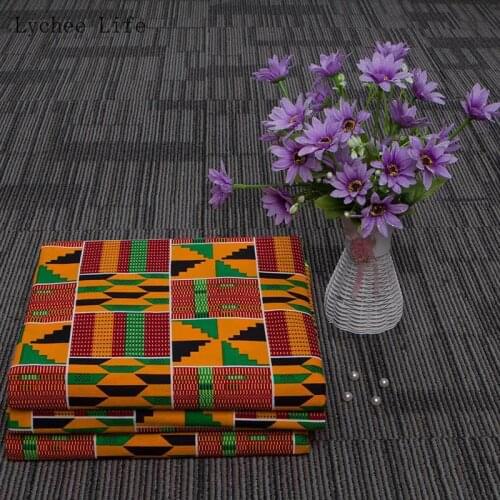 Lychee Life 1Yard African Nigerian Prints Fabric For Dress Patchwork Cotton Tissue Sewing Batik Fabric Diy Sewing Crafts