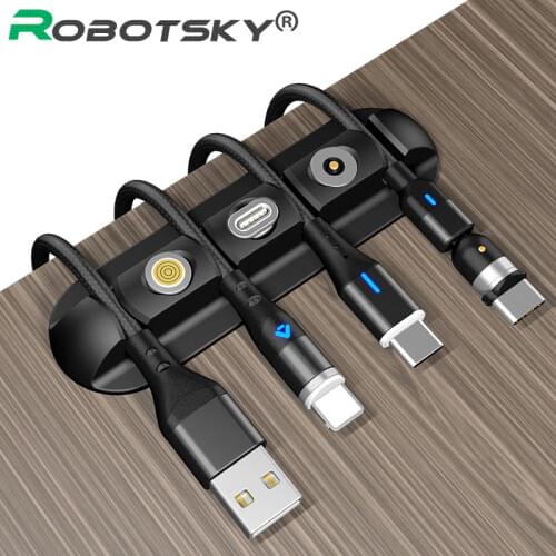 Robotsky Magnetic Charging Cable Organizer Soft Plastic Data Cable Management Winder Protector Wire Cord Holder For Cable