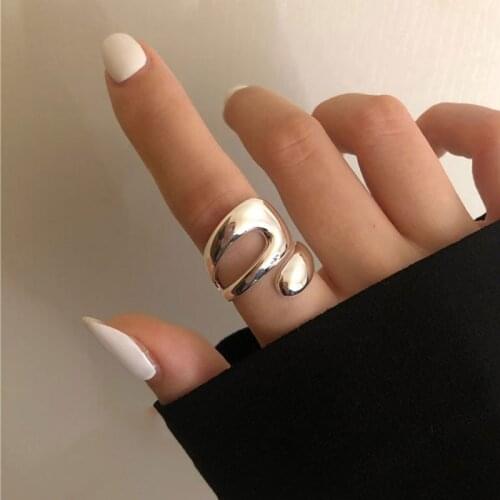 Copper Korean Fashion Irregular Geometric Open Rings Silver Color Women Men Twist Cross Party Jewelry Ins Style Girl Finger Gift