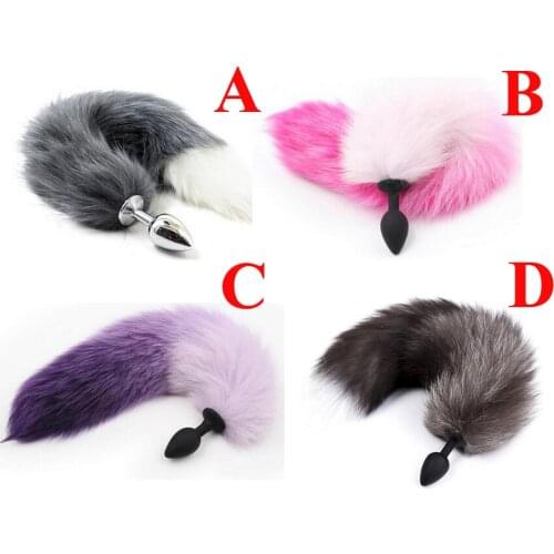 Soft Wild Fox Tail Silicone/Stainless Steel Anal Plug Butt,Buttplug Cospaly Accessories,Sex Toys For Couples