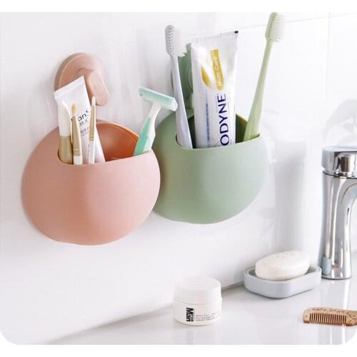 1Pc Home Bathroom Toothbrush Toothpaste Wall Mount Holder Kitchen Sucker Wall-mounted Toothbrush Makeup Tools Suction Organizer