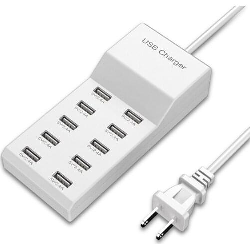 HOJIWI 10 Ports Desktop Smart USB Charger For iPhone Samsung Xiaomi Mobile Phone Fast Charging Station US EU UK Plug AF01