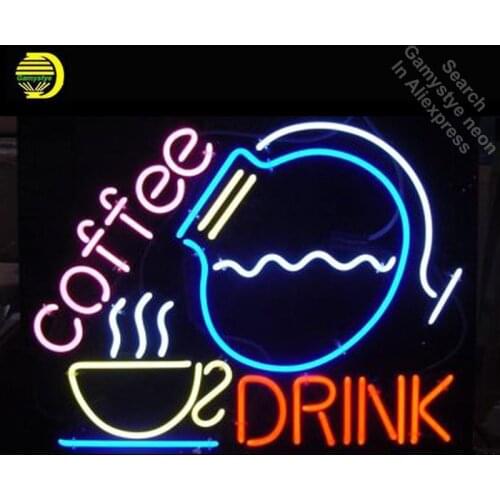 NEON SIGN for Coffee Drink GLASS Tube Cup and Bottle Light Sign Store Display Handcraft Design Iconic Sign Pub Signs