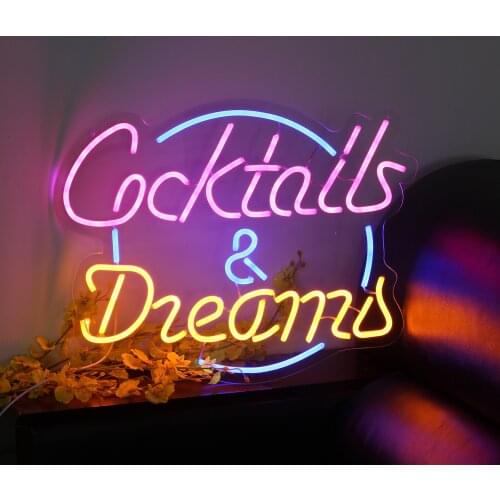 Custom neon monochrome/seven-color dazzling RGB lighting effect Cocktails and Dream style Room Holiday Party Decor Cool Birthday