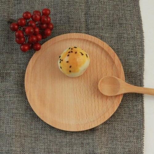 2021 new multifunctional wooden round pastry tray dessert plate saucer coaster holder coffee cup holder safe and convenient