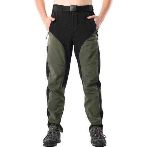 New Winter Soft-shell Pants Mens Outdoor Trekking Camping Fleece-lined Thickened Waterproof Mountaineering Trousers Warm Sports