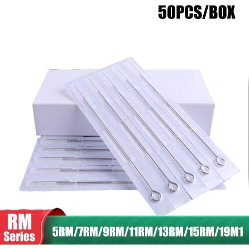 Wholesale 50PCS/Box Disposable Tattoo Needles Sterilized 5/7/9/11/13 RM Round Magnum Microblading Shading Lining Tattoo Needles