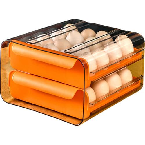 32 Lattice Egg Drawer Organizer Transparent Storage Box Kitchen Refrigerator Duck Chickens Eggs Tray Holder Double Layer Rack
