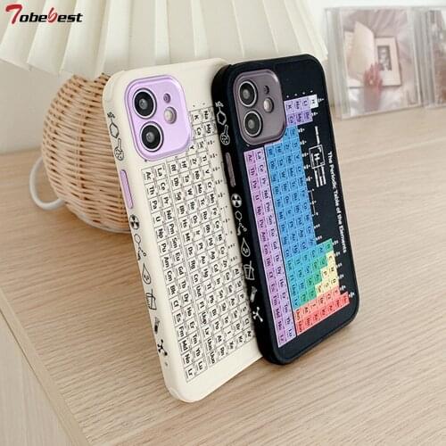 Periodic Table of Elements Phone Cases for iphone 12 11 pro max X XS XR 7 8 Plus Plating Camera Protection Lid Matte Soft Cover
