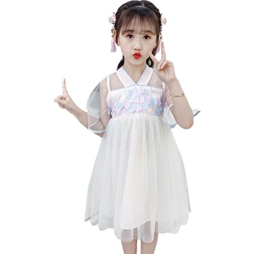 Dress Girl Mesh Princess Dress For Girl Appliques Party Dress Child Summer Costume For Girls 6 8 10 12 14