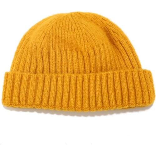 Plain Short Knitted Beanies Winter Skullies Hats for Women Men Hip Hop Casual Streetwear Yellow Khaki Beige Red