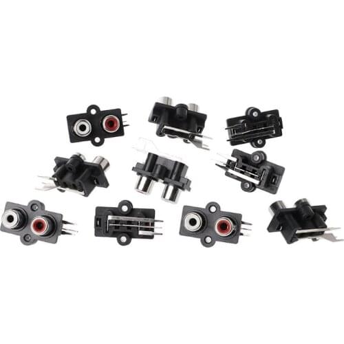 10 Pcs 2/4/6 Hole RCA Female Pin Jack Stereo Audio Video AV Socket Connector