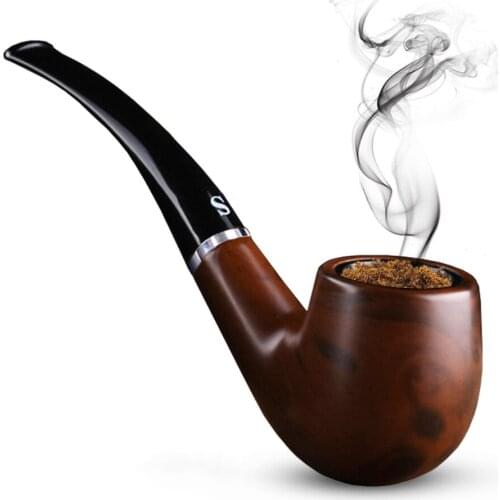 Handheld Solid Wood Smoking Pipe Circulating Cleaning Cigarette Filter Bend Pipe Herb Grinder Cigar Tobacco Pipe Nice Mens Gift