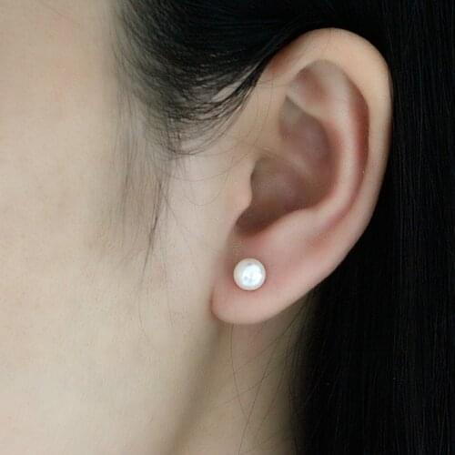 Natural Freshwater White Pearl Stud Earrings,Classic Design 925 Sterling Silver Earrings for Women Girls Engagement Fine Jewelry