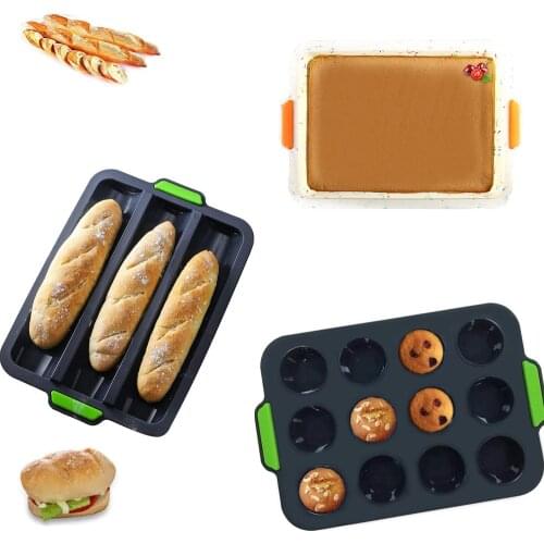 Silicone Baking Mold DIY Reusable Non Stick Cake Mould Pan Tray Bakeware Household French-Bread Breadstick Bread Cake Mold