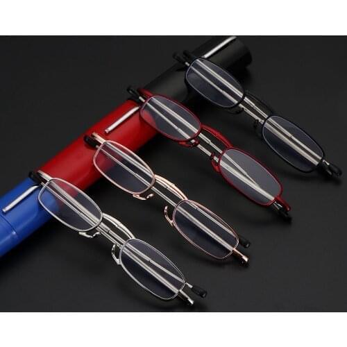 Foldable Reading Glasses for Men and Women with Tube Case Lightweight Anti Eyestrain Computer Reading Eyeglasses Easy Carry