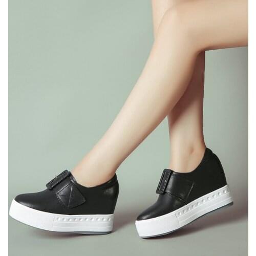 SKLFGXZY New Product Women Genuine Leather Cowhide Casual Shoes Women Shoes Thick Wedge Bottom Wedding Party Shoes