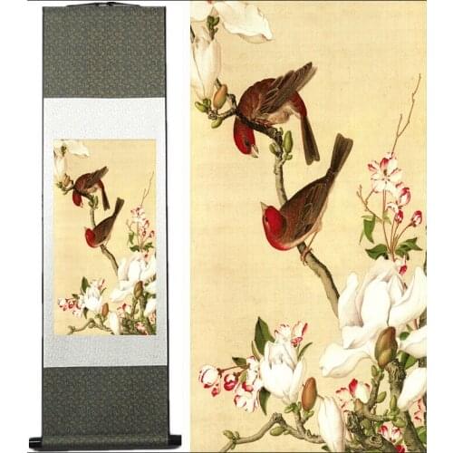 Spring Flower painting Home Office Decoration Chinese scroll painting flower art painting Chinese paintingPrinted painting