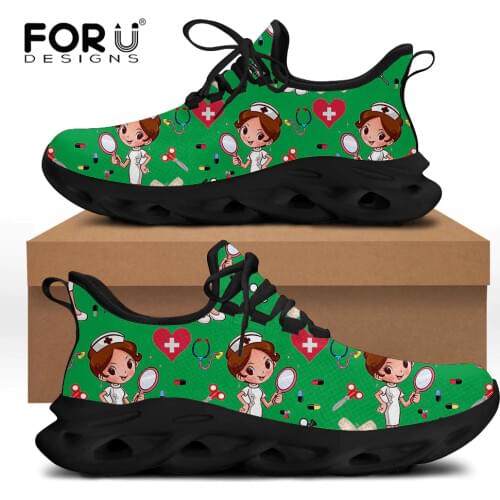 FORUDESIGNS Women Nursing Shoes Casual Ladies Flats Nurse Pattern Sneakers 2021Fashion Youth Girl Walking Shoes Zapatos Mujer