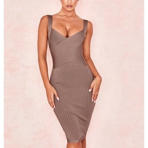 2019 Newest Celebrity Evening Party Bodycon Bandage Dress Women Spaghetti Strap V-Neck Sexy Night Club Dress Women Vestidos