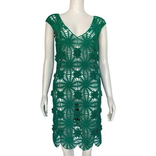 Women handmade crochet bikini cover ups V-neck beachwear