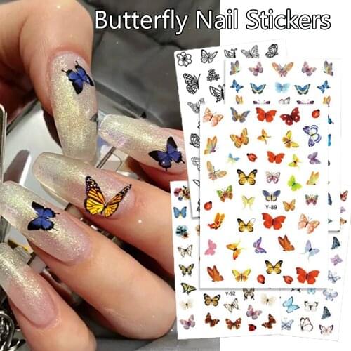 1 Sheet Colorful 3D Butterfly Nail Art Sticker Charming Flower Waterproof Nail Decals Handmade DIY Nail Art Decor