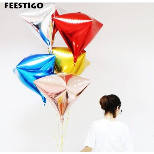 1pc 24inch 4D Diamond Shaped Balloons Rose Gold Aluminum Foil Ballons Wedding Birthday Party New Year Christmas Decoration