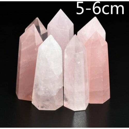 1pcs5-6cm Natural Rock Pink Rose Quartz Crystal Wand Point Healing Mineral Stone Magic Wand Home Decor Amethyst Rose Quartz