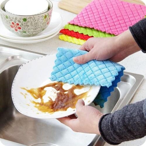 10PCS lattice19*17CM Double Thickness Fiber Kitchen Dish Wash Cloth Towel Rags Magic Kitchen Cleaning Wiping Rags t Anti-grease